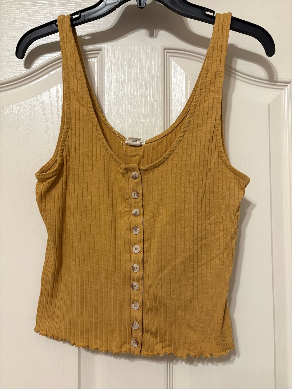 Billabong Mustard Ribbed Button-Front Tank
